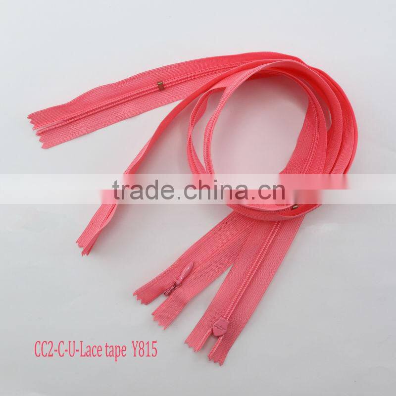 #3 lace tape close end invisible zippers