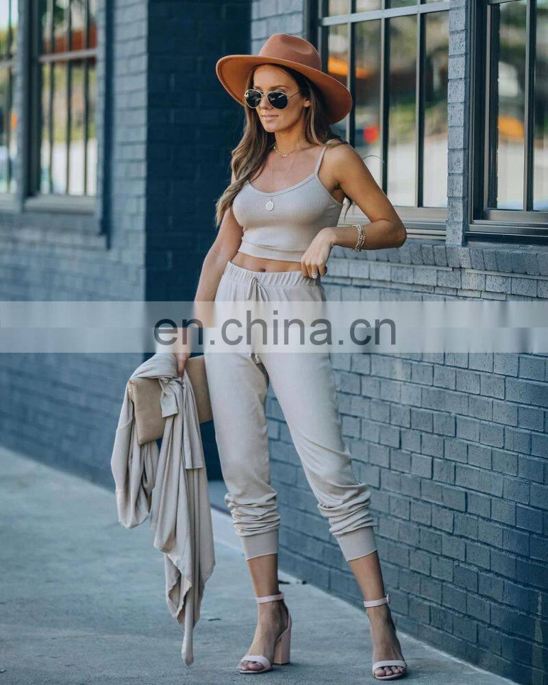 Manufacturer customized LOGO new women's short sling with trousers sports and leisure two-piece suit