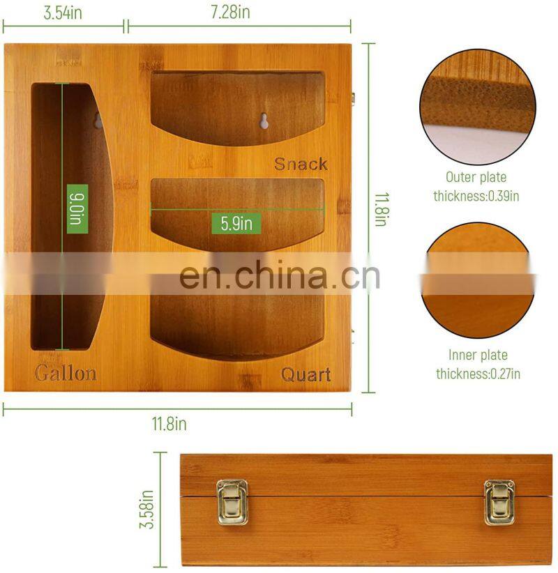 Bamboo Ziplock Bag Storage Organizer For Kitchen Openable Top Lids,Suitable For Sandwich,Gallon Quart & Snack