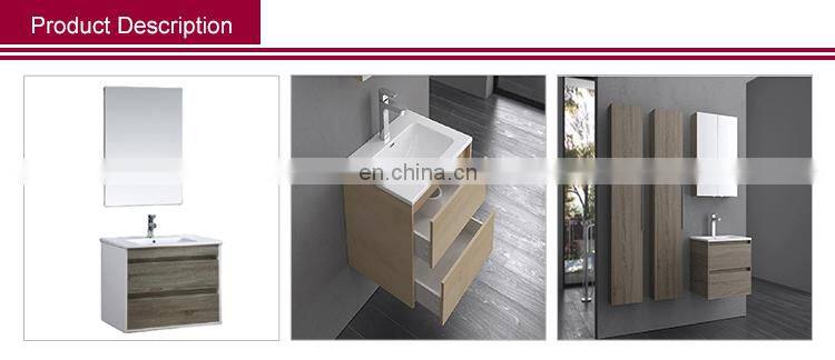 Factory Supply Wall Mounted Bathroom Cabinet Set with Basin Mirror and 2 Drawers Solid Wood Vanity