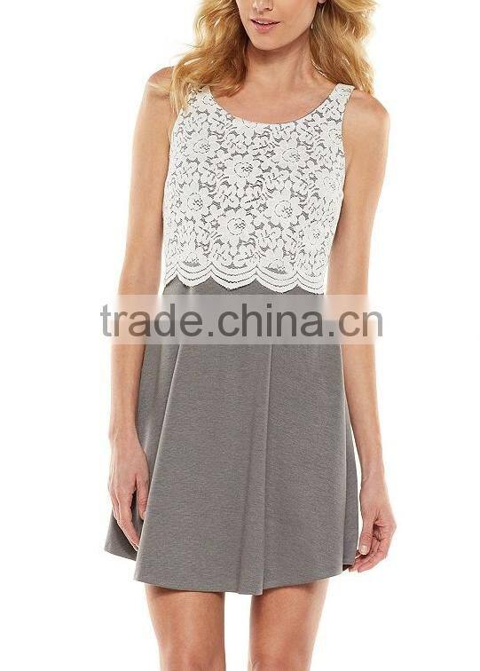 2015 china manufacturer customized the latest design A-line lace knit women dress