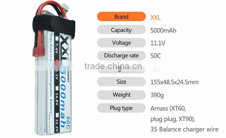 XXL 5000mah 11.1V lipo battery with Universal Plug System
