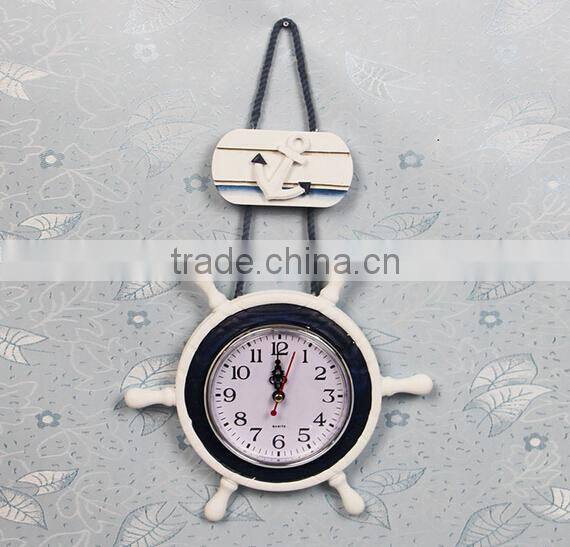 Mediterranean Style Rudder Shape Wooden Wall Clock