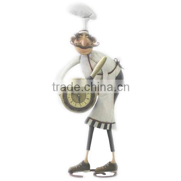 metal funny chef staue art clock