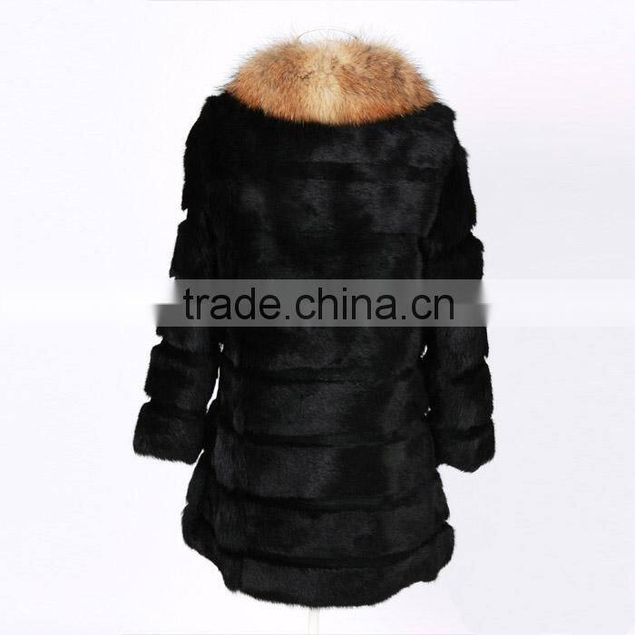 rabbit fur with raccoon fur collar