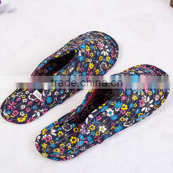 2015 Summer Fashion Slipper Shoes Custom Printed Cotton Quilting Fabric Woman Cotton Slipper