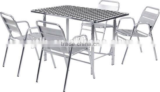 polished aluminum table