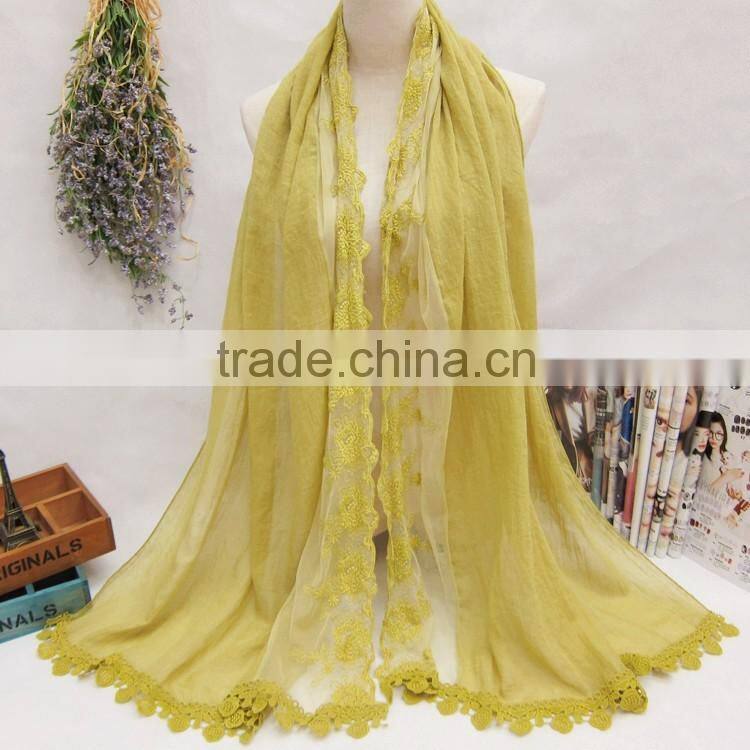 2016 Summer Spring Retro Flower Rattan Embroidery Cotton Linen Pashmina Shawl
