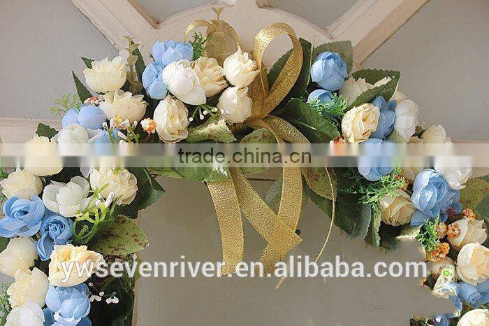 Custom simulation wreath door decoration pendant married the wedding floristry villa home decoration car wedding decoration blue