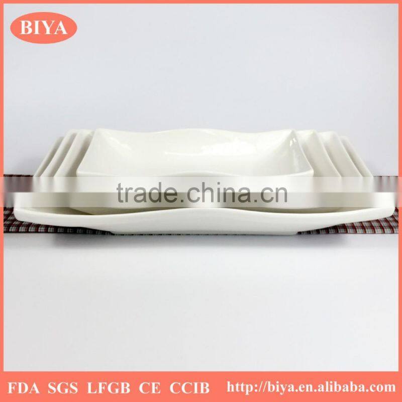 wave plate strengthen porcelain durable porcelain sepecial design different size wave edge square rectangular soup plate