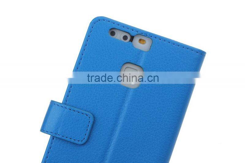 with Card Slot Photo Frame Holder Flip Case for Huawei P9 Litchi Grain PU Leather Wallet Cover MMT MT-5670
