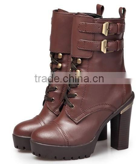 2014 slip resistant women's leather half boots shoes ladies 2014 lace up high heel ankle boots ladies sexy high heels snow boots