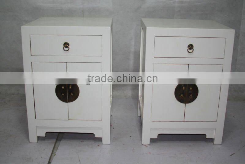 Chinese Antique red bedside corner cabinet