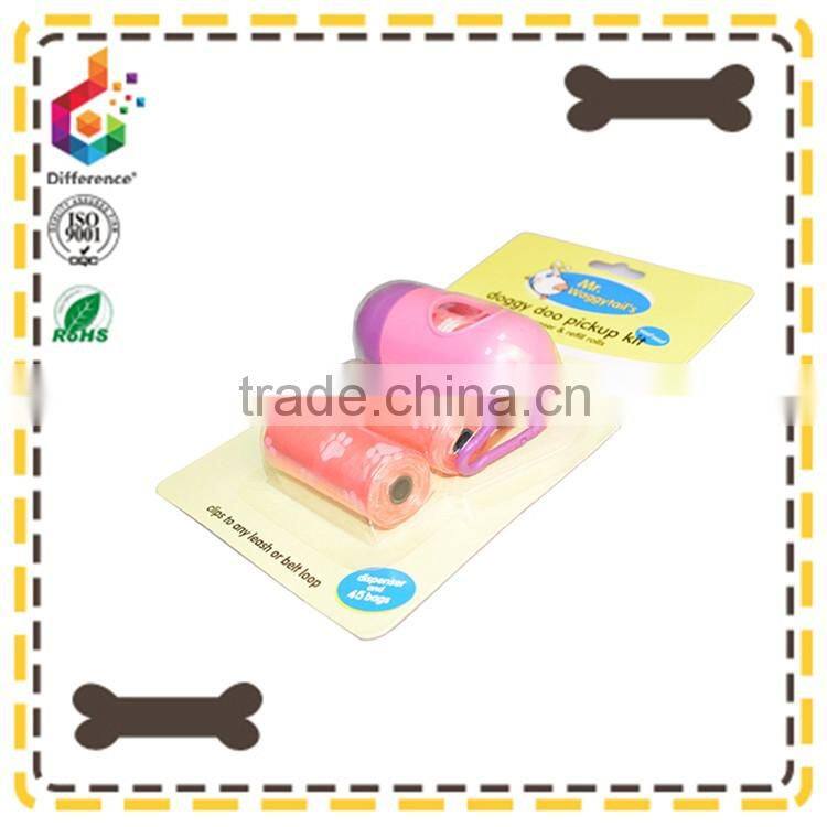 Pill shape blue dog waste bag holder with two rolls