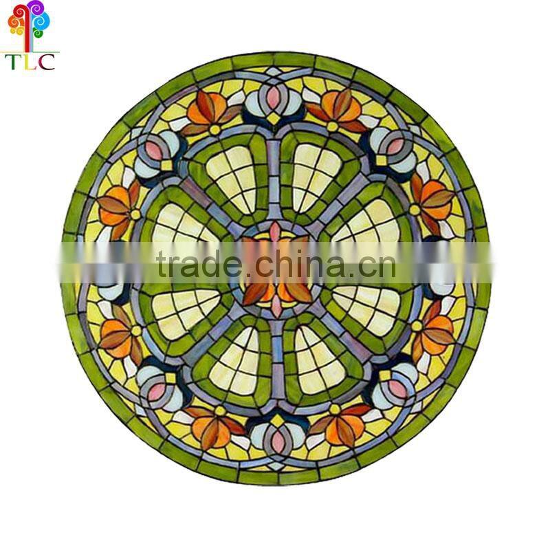 p-7 Round stained glass panel tiffany style windows wholesale china tiffany