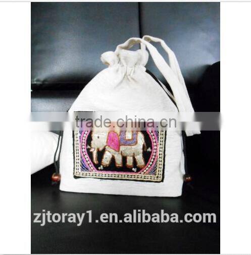 small hemp drawstring bag wholesale embroidered handmade