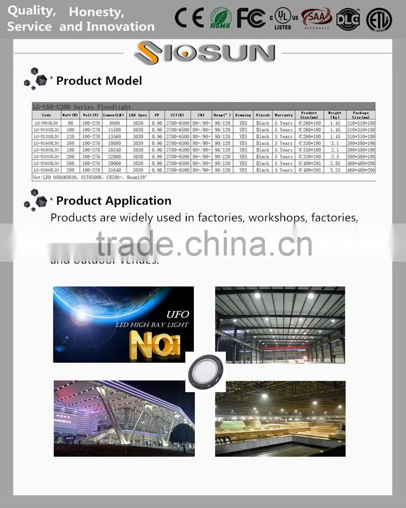 200W IP67 22000Lumens OSRAM-3030 Meanwell Driver LED UFO High Bay Light