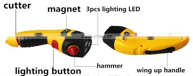 Multi-function lighting emergency hammer