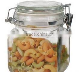 clamp and clear glass jar with lid