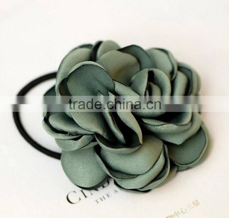 Burned Rose Flower Elastic Hair Band,Women Flower Scrunchy Hair Ring