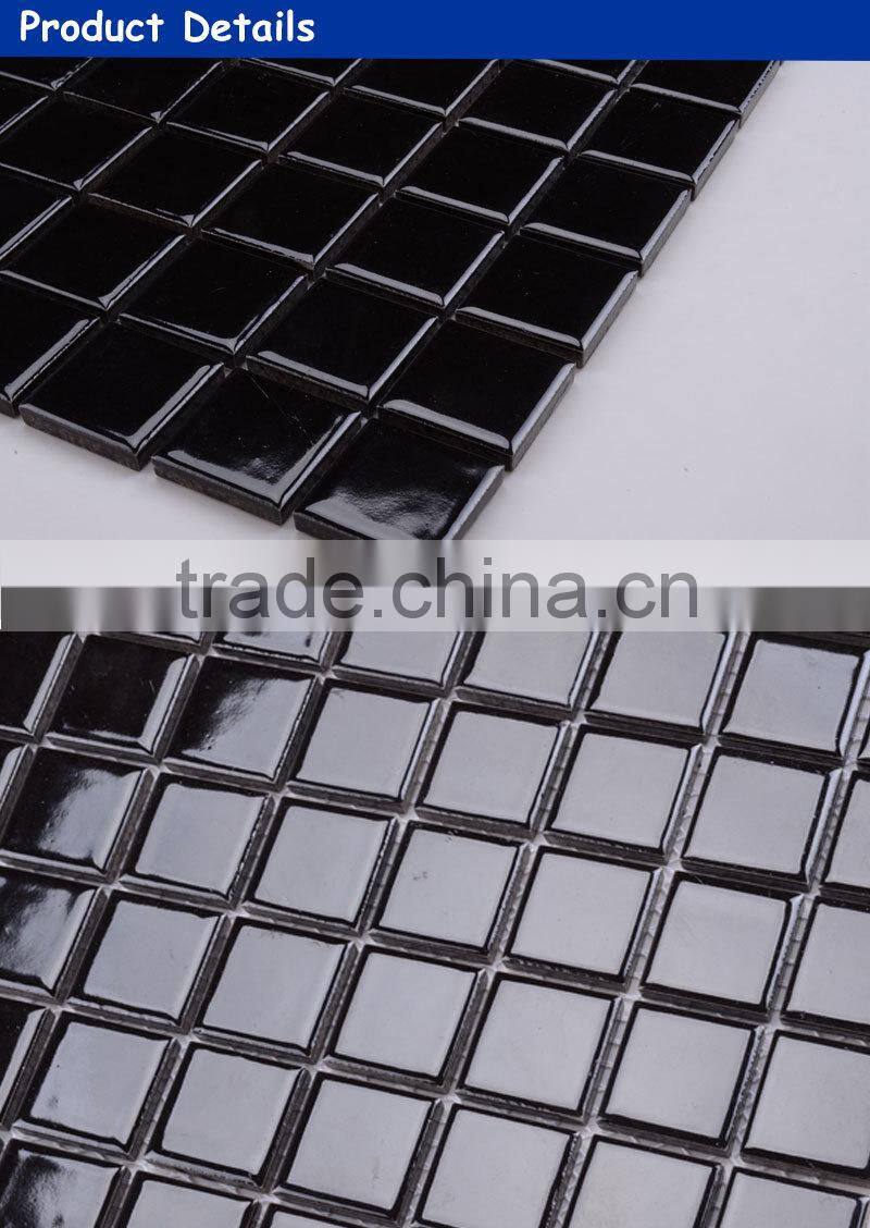 25x25 black glazed ceramic mosaic swimming pool tile