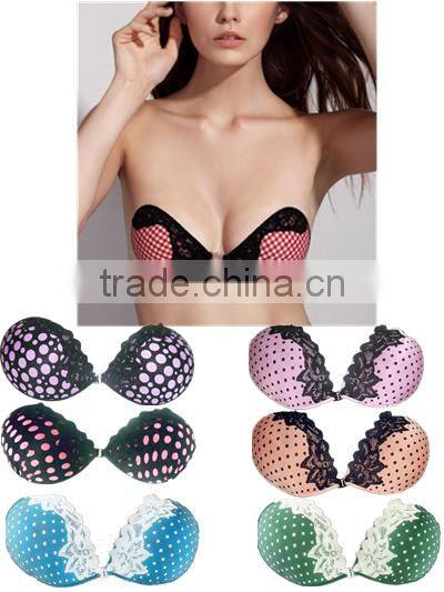 Uplift Front Closure Sponge Bras Cute Lingerie With Dotted