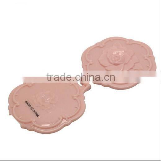 Factory directly pink flower shape plastic folding pocket mirror