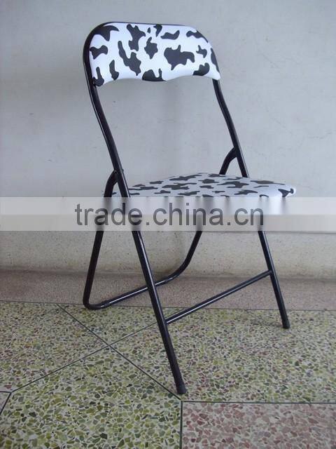 Home furniture metal folding chair with PVC cushion seat and back