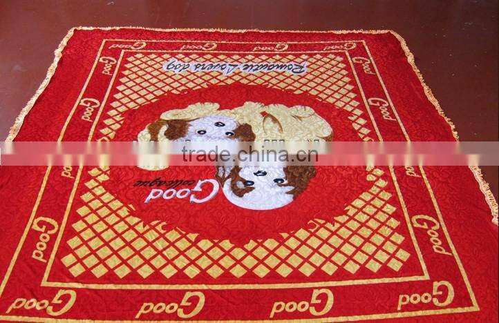 Emboss 100% polyester velvet bedsheet with 3 side lace