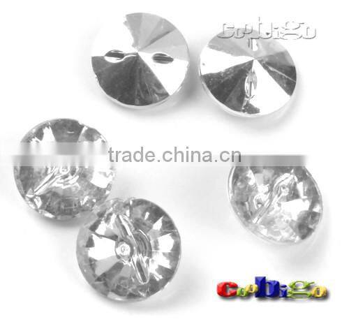 24L(15mm)White Acrylic Cut Culet Back Fashion Rhinestone&Crystal Button For Stylish Bags Garment Shoes #FLN012-24L(06)
