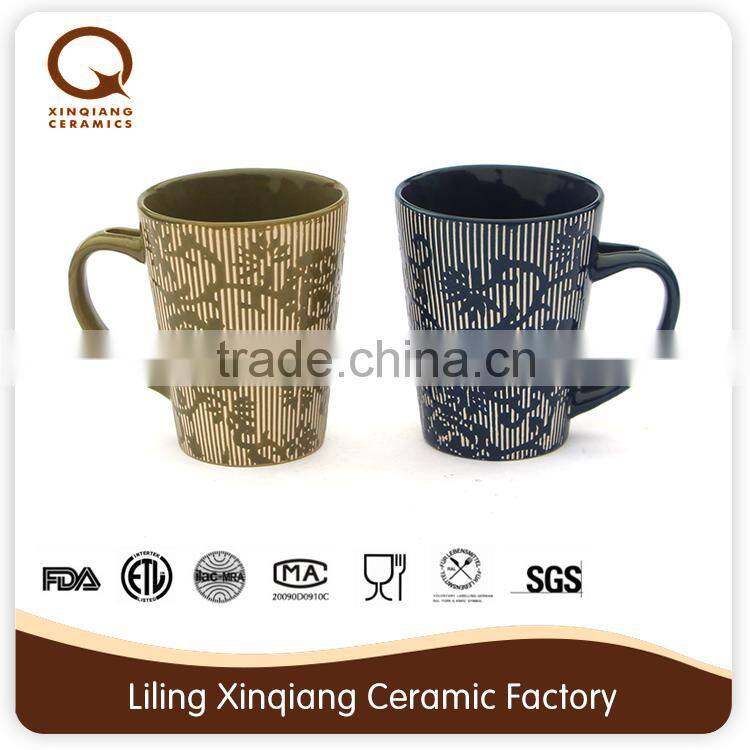 11oz ceramic mug with spoon in handle glazed mug with silk print