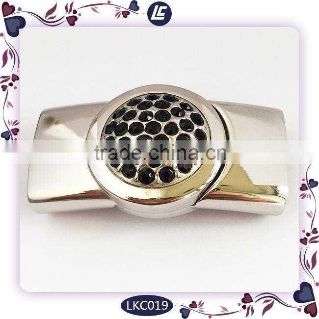 decorative crystal magnetic jewelry clasps for flat leather bracelets