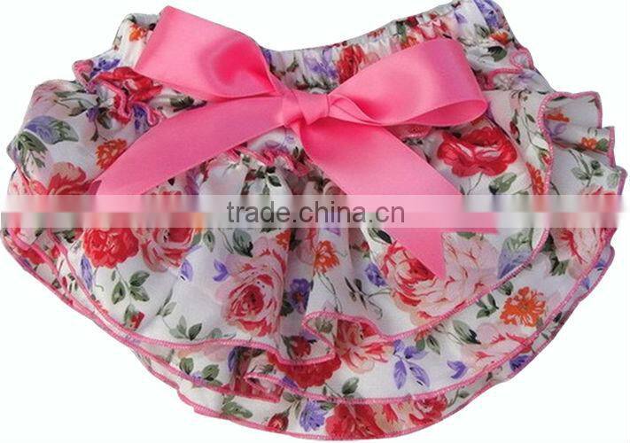 fashionable colorful heart print ruffled fancy girl baby bloomers