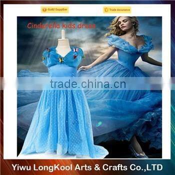 2016 New wholesale girls tulle frozen tutu dress sky blue princess dress