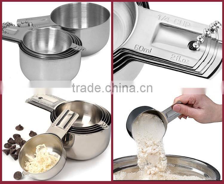 High quality food metal stainless steel measuring cups 6 pcs