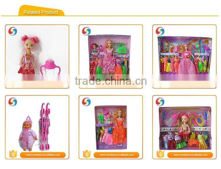 Lovely plastic lifelike baby doll 16 inch baby toy doll with baby pink cart