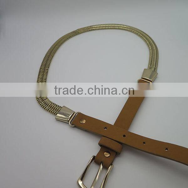 Fashionable high quality leather chain belt for women