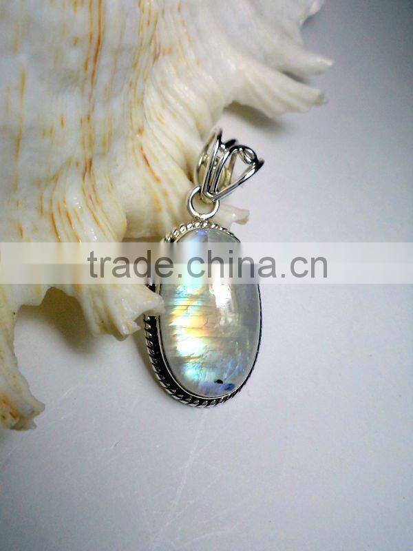 Rose Quartz Oval Cabochon Pendant, 925 Solid Silver Pendant, Designer Silver Pendant