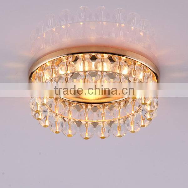 MR16 GU5.3 round recessed clear ball crystal beads downlight with 2 layer gold iron metal