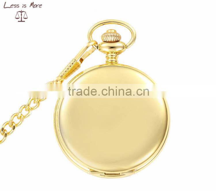 wholesale elegant glossy glod silver and black pocket watch necklace