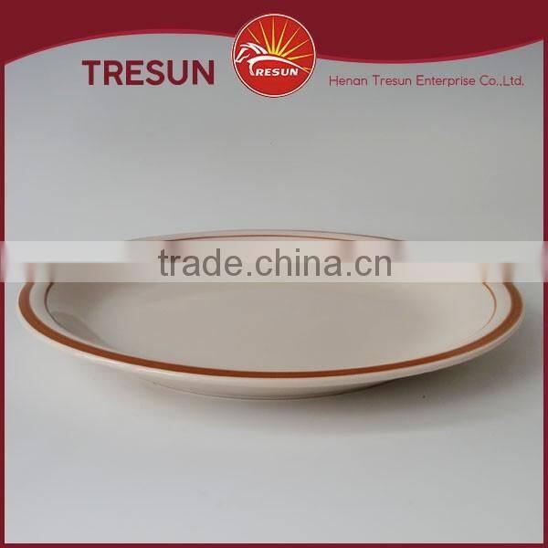 Hot Selling Red Strip Ceramic Handpainted Round Plate