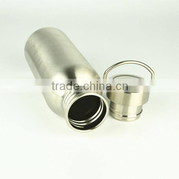 Portable single wall stainless steel sports bottle with wide mouth