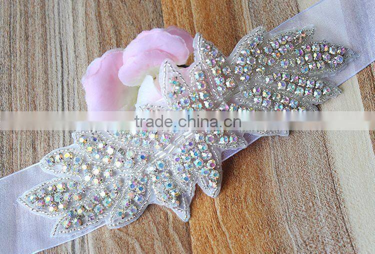 Wholesale Beaded Embroidery Rhinestone Sash Bridal Crystal Jewelry Appliques