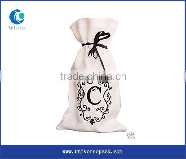 Customized White Velvet Wine Bag With Personal Printing Custom Design Bags