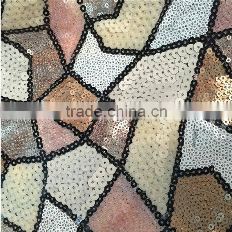 colorful embroidery sequins fabric stone