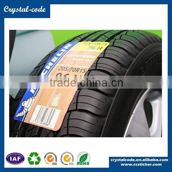 Printing strong adhesive unremovable tyre label
