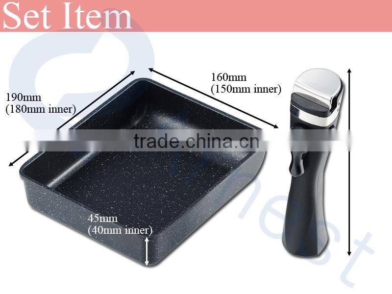 Arnest cookware kitchenware utensils marble coated frying aluminum alloy rolled egg grill roaster compacy pan 76323