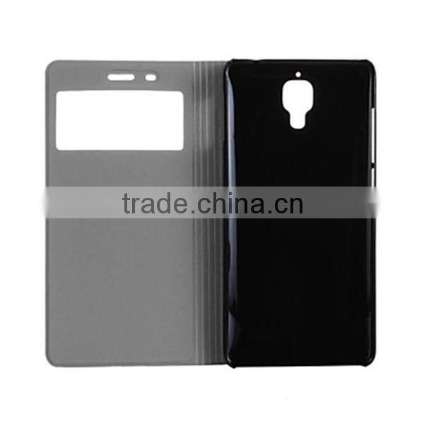 Ultrathin Solid Color Visual Window Design PU Leather Full Body Case with Stand Case for Xiaomi Mi4