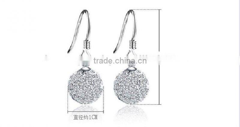 KSTONE White Crystal Fancy Earring Crystal Ball Drop Earrings
