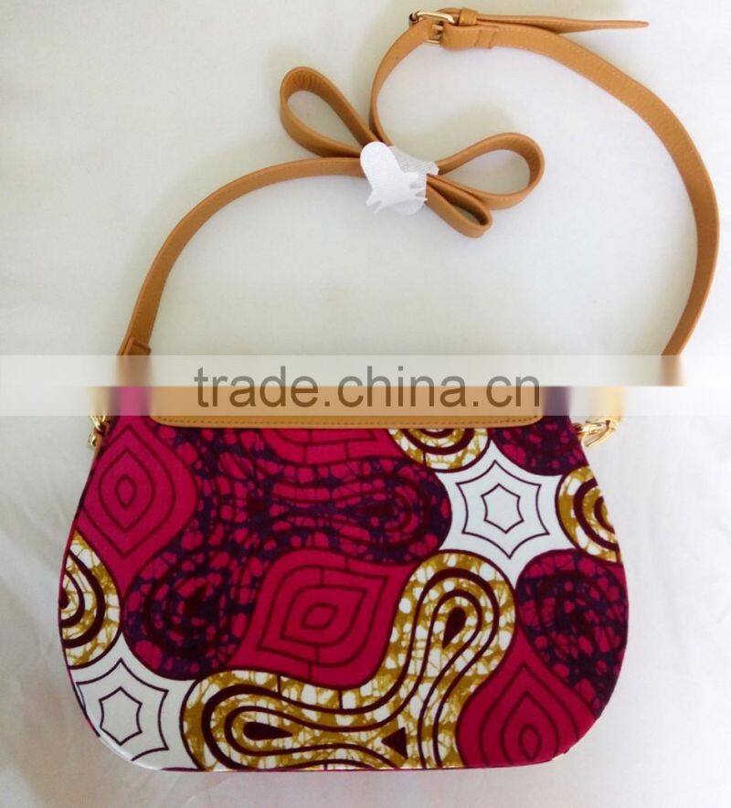 2016 Famous new style cross bags for girls ankara african prints and fabric bag PU leather handbag